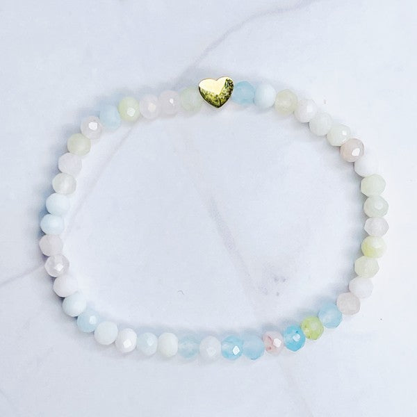 Natural Stone Beads Stretch Bracelet with Heart Bead