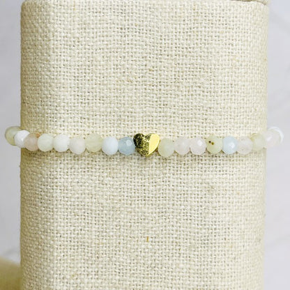 Natural Stone Beads Stretch Bracelet with Heart Bead