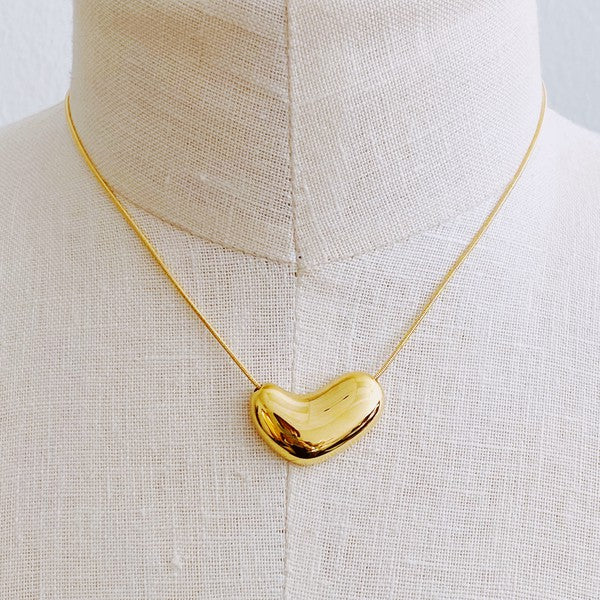 18K Gold Bold Molten Heart Necklace - Stylish Eye-Catching Pendant