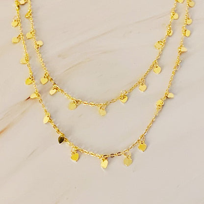 18k Gold Mini Hearts Long Necklace - Versatile & Stylish, Perfect for Valentine's Day!