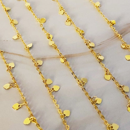 18k Gold Mini Hearts Long Necklace - Versatile & Stylish, Perfect for Valentine's Day!