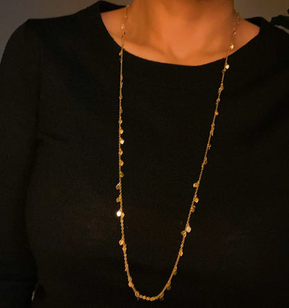 18k Gold Mini Hearts Long Necklace - Versatile & Stylish, Perfect for Valentine's Day!