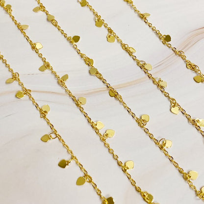 18k Gold Mini Hearts Long Necklace - Versatile & Stylish, Perfect for Valentine's Day!