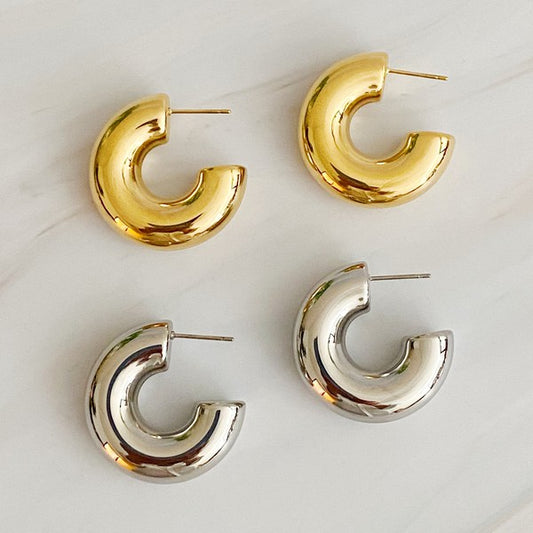 Polished Hollow Daily Hoop Earrings