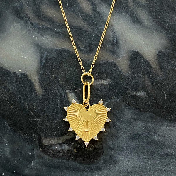 18K Gold Initial Heart Necklace with Clip