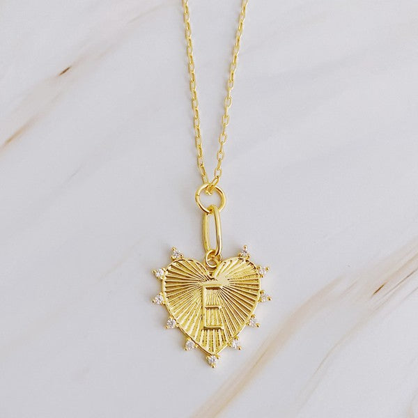 18K Gold Initial Heart Necklace with Clip