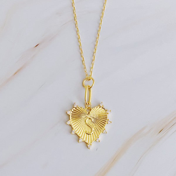 18K Gold Initial Heart Necklace with Clip