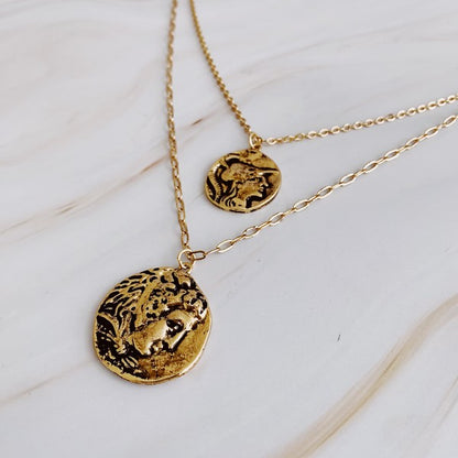 Ancient Myth Layered Coin Necklace - Classic and Artistic Jewelry