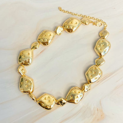 18K Gold Starlight Pebble Necklace - Bold Statement Jewelry