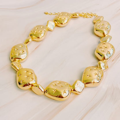 18K Gold Starlight Pebble Necklace - Bold Statement Jewelry