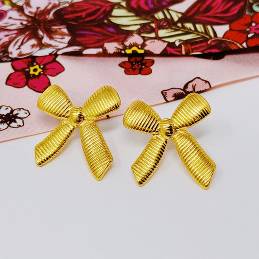 Cabled Bow Stud Earrings