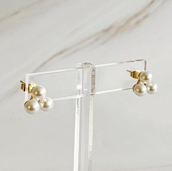 Pearl Trio Stud Earrings