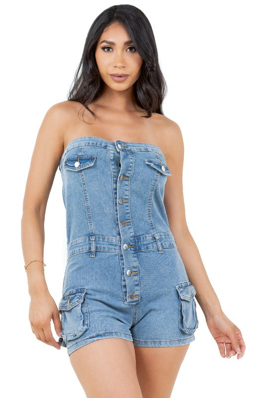 WOMEN FASHION DENIM ROMPERS