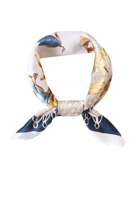 Flower Print Square Bandana Scarf