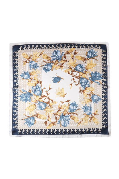 Flower Print Square Bandana Scarf