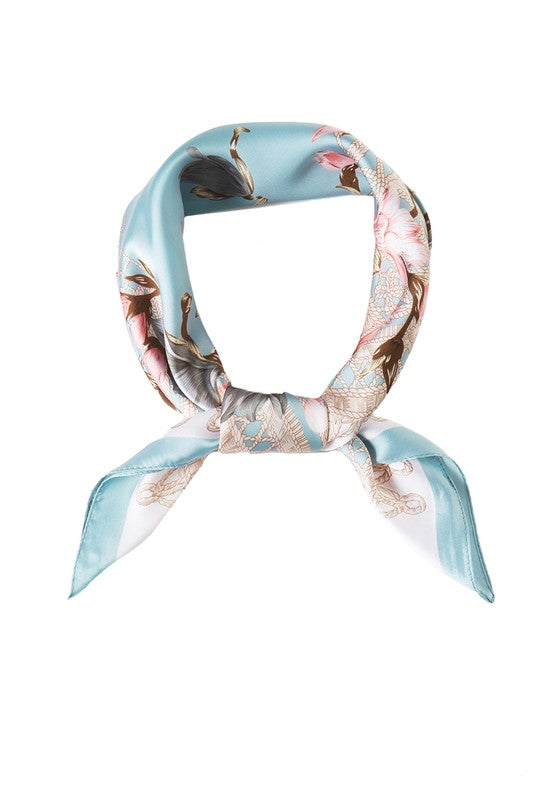 Flower Print Square Bandana Scarf