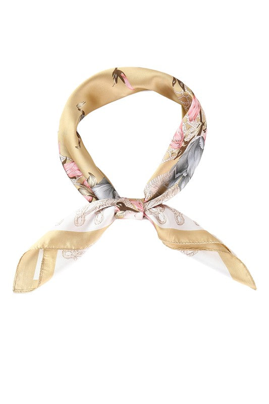 Flower Print Square Bandana Scarf