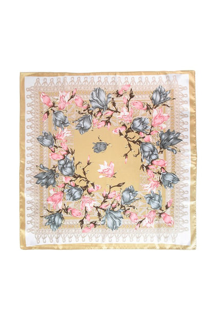 Flower Print Square Bandana Scarf