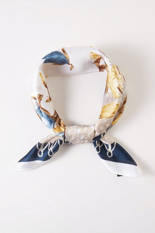 Floral Printed Silky Square Scarf