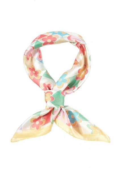 Abstract Leaf Printed Silky Square Scarf