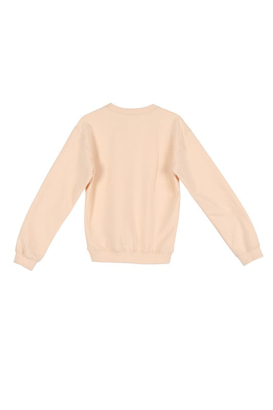 Cream sweat shirt with embo