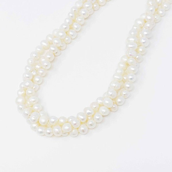 18k Gold Triple Strand Freshwater Pearl Necklace - Stunning and Versatile