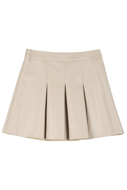 Vegan leather pleated mini skirt