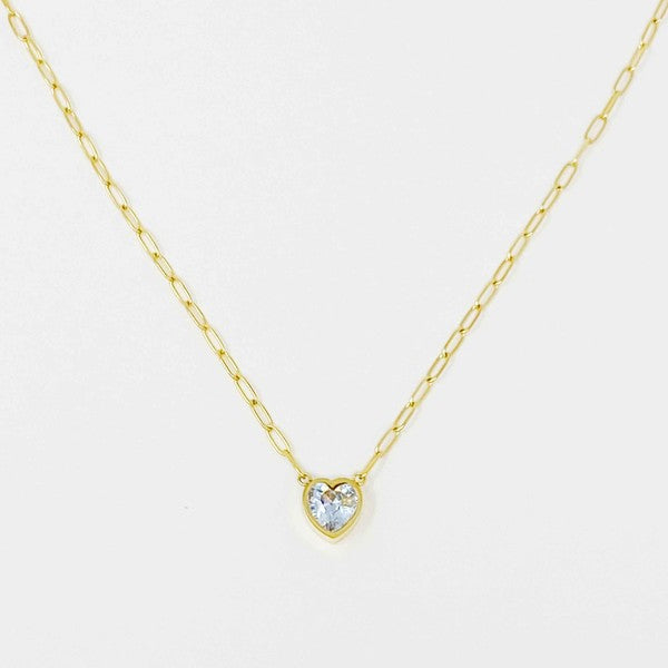 18K Gold Chained Heart Necklace - Sparkly pendant with reversible design