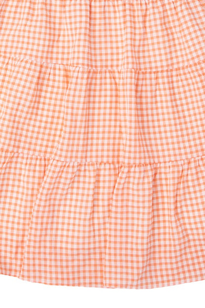 Gingham checked tiered dress