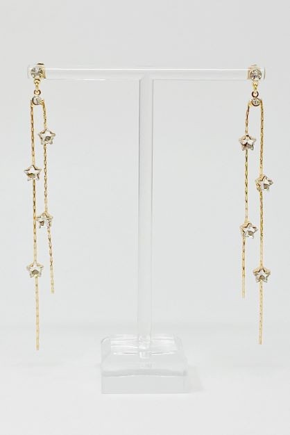 18k Gold Strands of Stars Earrings - Delicate Stranded Earrings