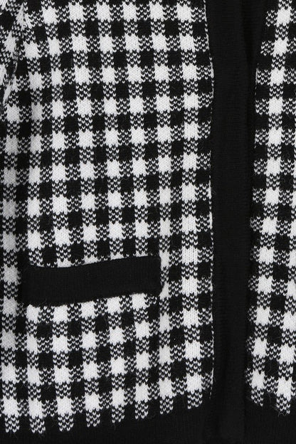 Black check knitted jacket