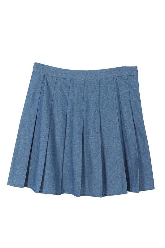 High waisted blue tennis skirt