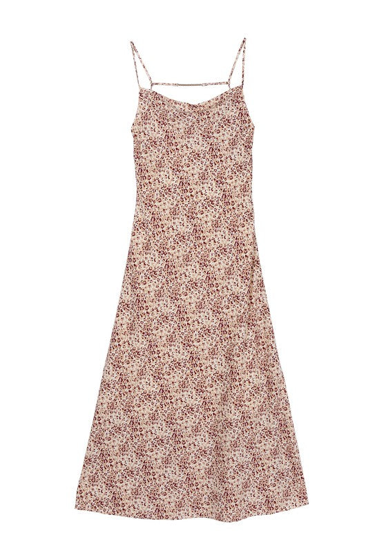 Leopard cami dress with chain trim