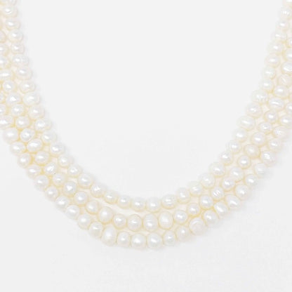 18k Gold Triple Strand Freshwater Pearl Necklace - Stunning and Versatile