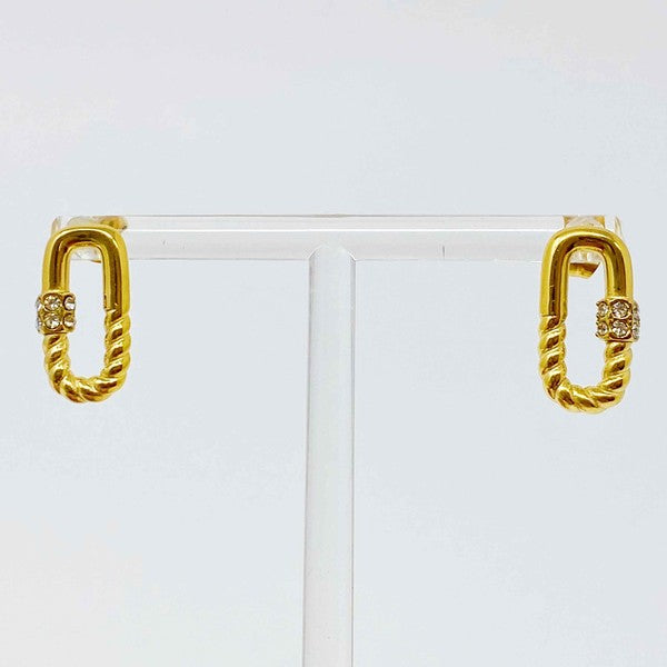 18k Gold Cabled Link Stud Earrings - Edgy Glam for Everyday and Office