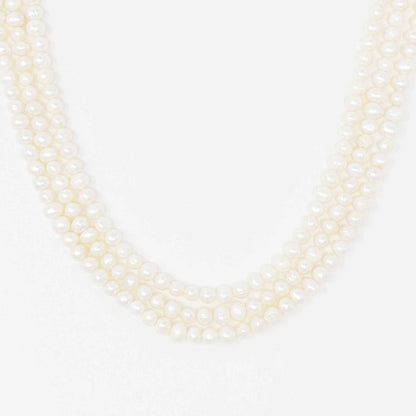 18k Gold Triple Strand Freshwater Pearl Necklace - Stunning and Versatile