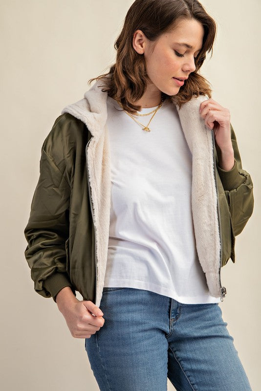 REVERSIBLE ALL WEATHER FUR LINED BOMBER JACKET