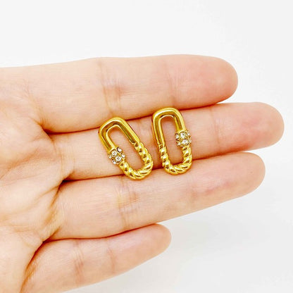 18k Gold Cabled Link Stud Earrings - Edgy Glam for Everyday and Office