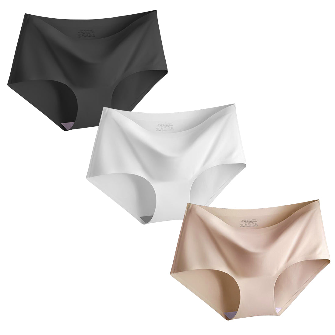 Women’s 3 Pack Seamless Basic Invisible Underwear Bikini Hipster Briefs Panties FULL BACK