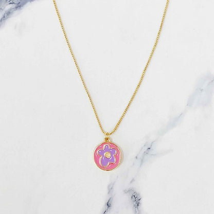 Flower Lover Necklace - Cute Colored Flower Pendant for Everyday Wear!