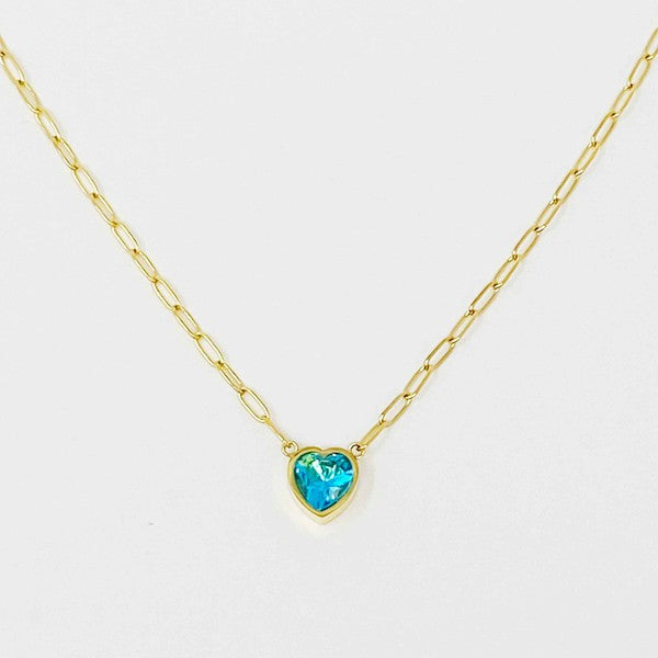 18K Gold Chained Heart Necklace - Sparkly pendant with reversible design