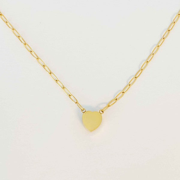 18K Gold Chained Heart Necklace - Sparkly pendant with reversible design