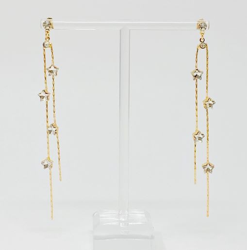 18k Gold Strands of Stars Earrings - Delicate Stranded Earrings