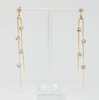 18k Gold Strands of Stars Earrings - Delicate Stranded Earrings