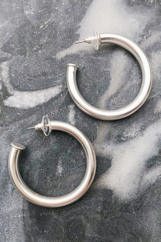 Upper Class Taste Hoop Earrings, Small Silver