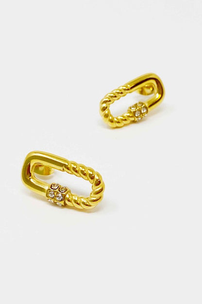 18k Gold Cabled Link Stud Earrings - Edgy Glam for Everyday and Office