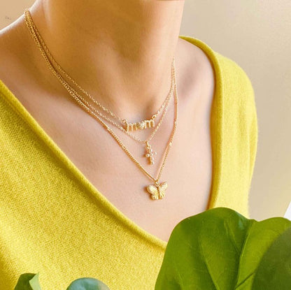 18K Gold Heart Mom Necklace - Perfect for Loving Moms