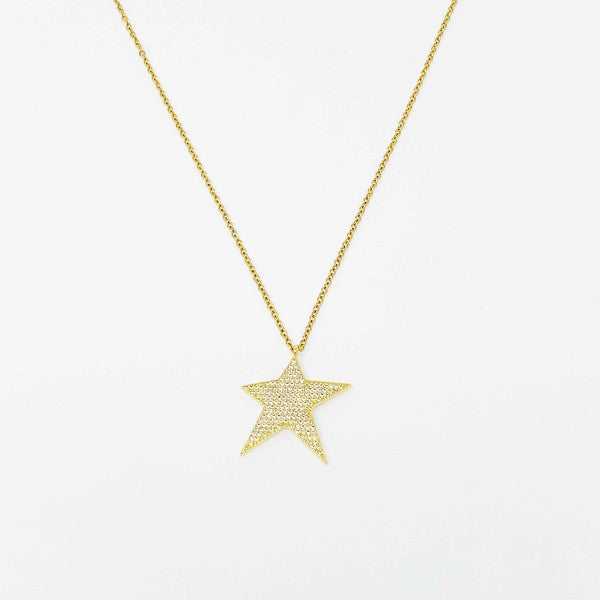 Shiny Star Necklace - Dainty CZ Pendant in Funky Star Shape