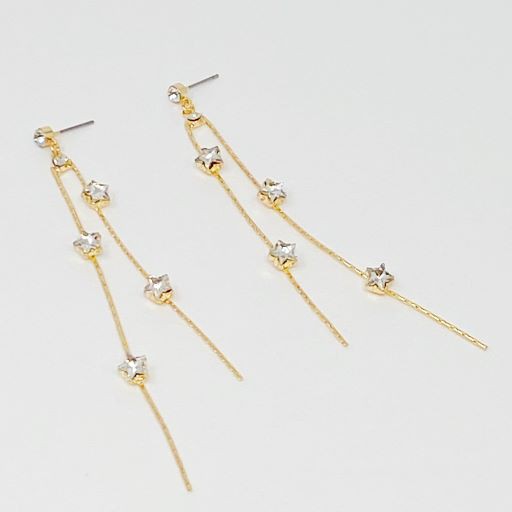 18k Gold Strands of Stars Earrings - Delicate Stranded Earrings