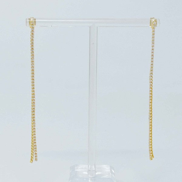 18k Gold Back Drop Earrings - Sparkling Double Strands for Everyday Wear